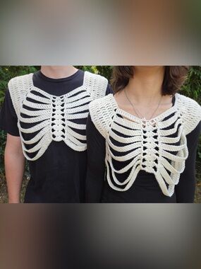Crochet Skeleton Halloween Rib Cage top one size fits most